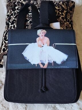 Marilyn Monroe  Black Canvas Backpack. Iconic Marilyn Manroe Printed Flap